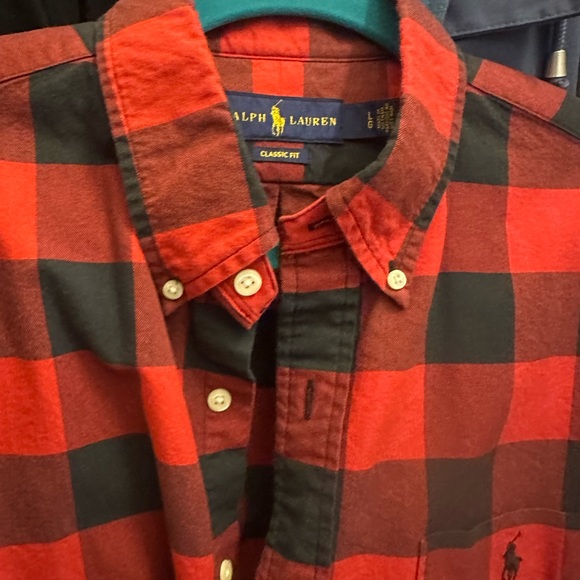 Polo by Ralph Lauren Red and Black Casual Button Down Shirt - Picture 5 of 6